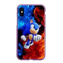 Чехол iPhone XS Max матовый SONIC, цвет: 3D-фиолетовый