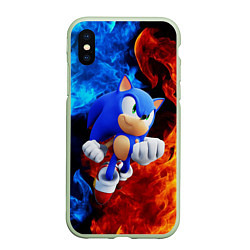 Чехол iPhone XS Max матовый SONIC, цвет: 3D-салатовый