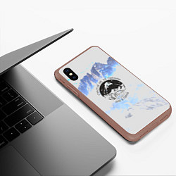Чехол iPhone XS Max матовый Горы, цвет: 3D-коричневый — фото 2