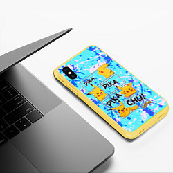 Чехол iPhone XS Max матовый Pikachu, цвет: 3D-желтый — фото 2