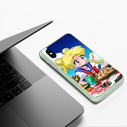 Чехол iPhone XS Max матовый Пицца Мун, цвет: 3D-салатовый — фото 2