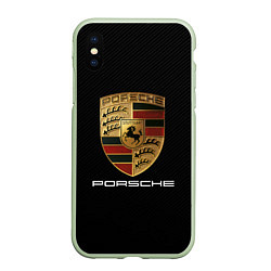 Чехол iPhone XS Max матовый PORSCHE, цвет: 3D-салатовый