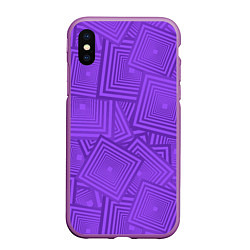 Чехол iPhone XS Max матовый Квадраты в квадратах, цвет: 3D-фиолетовый