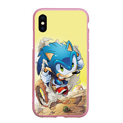 Чехол iPhone XS Max матовый SONIC, цвет: 3D-розовый