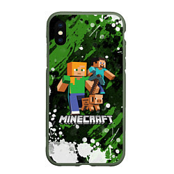 Чехол iPhone XS Max матовый Minecraft Майнкрафт, цвет: 3D-темно-зеленый