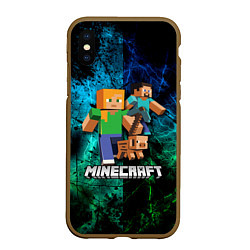 Чехол iPhone XS Max матовый Minecraft Майнкрафт, цвет: 3D-коричневый