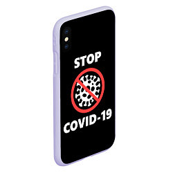 Чехол iPhone XS Max матовый STOP COVID-19, цвет: 3D-светло-сиреневый — фото 2