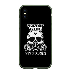 Чехол iPhone XS Max матовый Stop The Virus, цвет: 3D-темно-зеленый