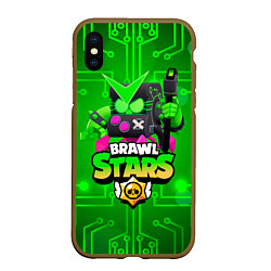 Чехол iPhone XS Max матовый Brawl Stars Virus 8-Bit, цвет: 3D-коричневый