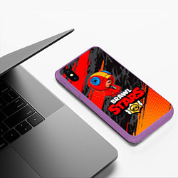 Чехол iPhone XS Max матовый BRAWL STARS LEON, цвет: 3D-фиолетовый — фото 2