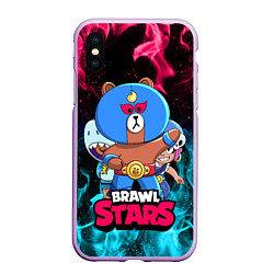 Чехол iPhone XS Max матовый BRAWL STARS EL BROWN, цвет: 3D-сиреневый