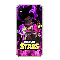 Чехол iPhone XS Max матовый BRAWL STARS MORTIS, цвет: 3D-салатовый