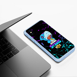 Чехол iPhone XS Max матовый BRAWL STARS LEON SHARK, цвет: 3D-голубой — фото 2