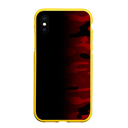 Чехол iPhone XS Max матовый RED BLACK MILITARY CAMO