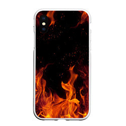 Чехол iPhone XS Max матовый ОГОНЬ, цвет: 3D-белый
