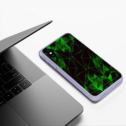 Чехол iPhone XS Max матовый GREEN STRIPES, цвет: 3D-светло-сиреневый — фото 2