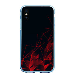 Чехол iPhone XS Max матовый RED STRIPES, цвет: 3D-голубой