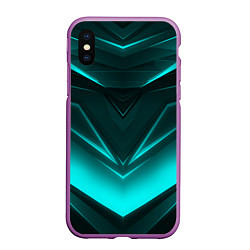 Чехол iPhone XS Max матовый NEON GEOMETRY STRIPES, цвет: 3D-фиолетовый