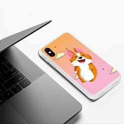 Чехол iPhone XS Max матовый Милый корги, цвет: 3D-белый — фото 2