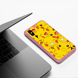 Чехол iPhone XS Max матовый Pikachu, цвет: 3D-малиновый — фото 2