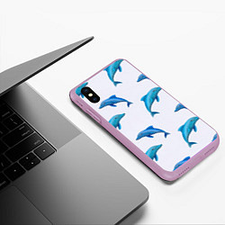 Чехол iPhone XS Max матовый Рай для дельфина, цвет: 3D-сиреневый — фото 2