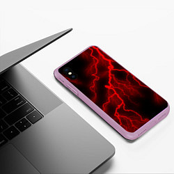 Чехол iPhone XS Max матовый МОЛНИЯ RED NEON, цвет: 3D-сиреневый — фото 2