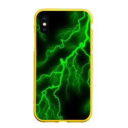 Чехол iPhone XS Max матовый МОЛНИЯ GREEN NEON, цвет: 3D-желтый