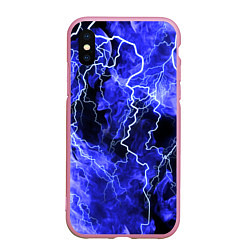 Чехол iPhone XS Max матовый МОЛНИЯ BLUE, цвет: 3D-розовый
