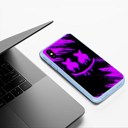 Чехол iPhone XS Max матовый Marshmello, цвет: 3D-голубой — фото 2