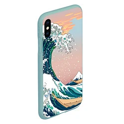 Чехол iPhone XS Max матовый Большая волна в канагаве, цвет: 3D-мятный — фото 2
