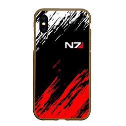 Чехол iPhone XS Max матовый MASS EFFECT N7, цвет: 3D-коричневый