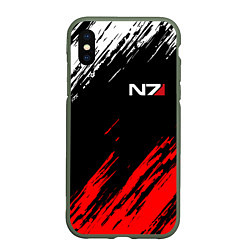 Чехол iPhone XS Max матовый MASS EFFECT N7, цвет: 3D-темно-зеленый