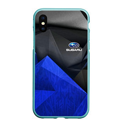 Чехол iPhone XS Max матовый SUBARU, цвет: 3D-мятный