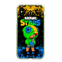 Чехол iPhone XS Max матовый Leon Brawl Stars, цвет: 3D-салатовый