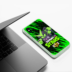 Чехол iPhone XS Max матовый Brawl stars virus 8-bit, цвет: 3D-салатовый — фото 2