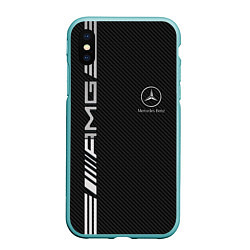 Чехол iPhone XS Max матовый Mercedes Carbon, цвет: 3D-мятный