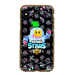 Чехол iPhone XS Max матовый BRAWL STARS SPROUT, цвет: 3D-коричневый