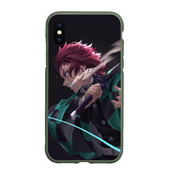 Чехол iPhone XS Max матовый KIMETSU NO YAIBA, цвет: 3D-темно-зеленый