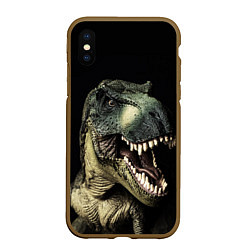 Чехол iPhone XS Max матовый Динозавр T-Rex, цвет: 3D-коричневый