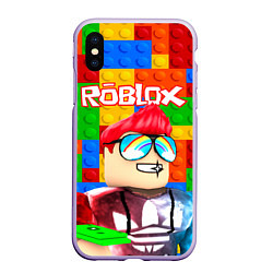 Чехол iPhone XS Max матовый ROBLOX 3, цвет: 3D-светло-сиреневый