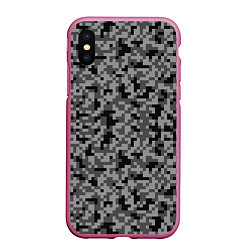 Чехол iPhone XS Max матовый КАМУФЛЯЖ GRAY, цвет: 3D-малиновый