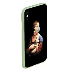 Чехол iPhone XS Max матовый Чечилия Галлерани - дама с горностаем, цвет: 3D-салатовый — фото 2