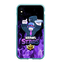 Чехол iPhone XS Max матовый Brawl Stars DJ Frank, цвет: 3D-мятный