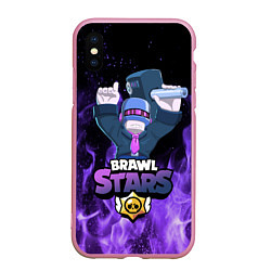 Чехол iPhone XS Max матовый Brawl Stars DJ Frank, цвет: 3D-розовый