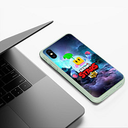 Чехол iPhone XS Max матовый BRAWL STARS SPROUT, цвет: 3D-салатовый — фото 2