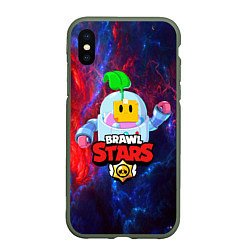 Чехол iPhone XS Max матовый BRAWL STARS SPROUT, цвет: 3D-темно-зеленый