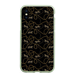 Чехол iPhone XS Max матовый Versace Леопарды и цепи