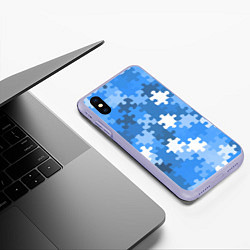 Чехол iPhone XS Max матовый Пазл, цвет: 3D-светло-сиреневый — фото 2