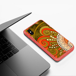 Чехол iPhone XS Max матовый Детский оранжево-болотный, цвет: 3D-красный — фото 2