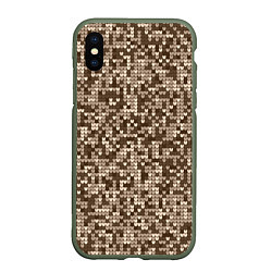 Чехол iPhone XS Max матовый ВЯЗАНЫЙ КАМУФЛЯЖ, цвет: 3D-темно-зеленый